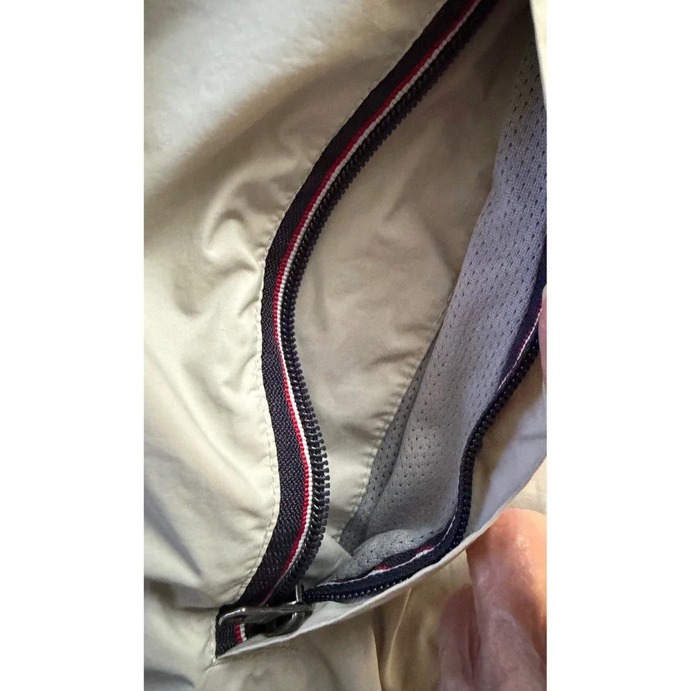 Tommy Hilfiger Mens Windbreaker Jacket Beige Water Resistant Hooded Sz L